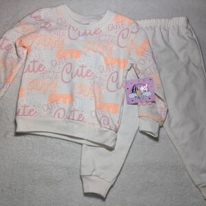 Cute Kids Matching Set - White and Orange